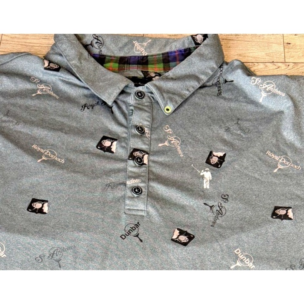William Murray Golf Polo XXL Blue All Over Print Logo St Andrews Royal‎ Aberdeen